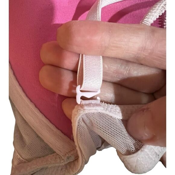PINK Victoria's Secret Bra Womens Size 32C Floral Lace Push-Up Bra Light Pink - Picture 8 of 9